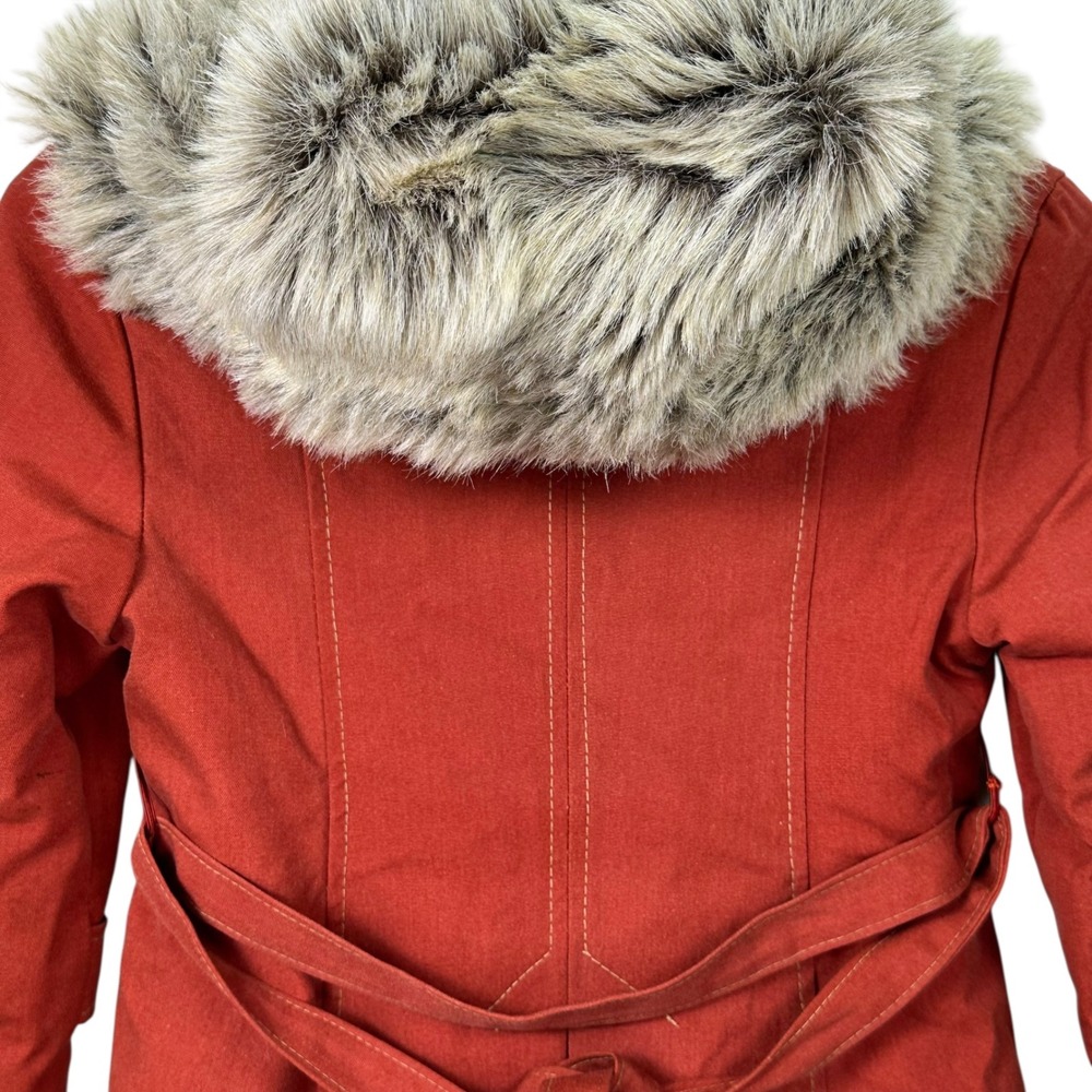 Vintage Emily Leffler Girls Rust‎ Faux Fur Hood Coat Belt Gloves Sz 6-7 Boutique - Picture 12 of 16